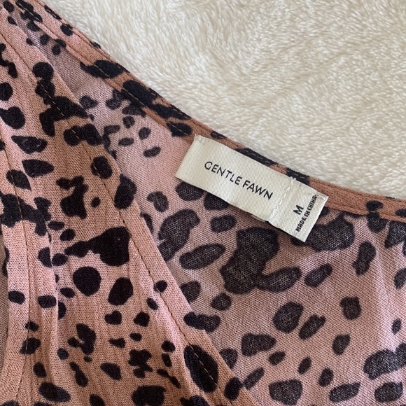 GENTLE FAWN leopard print sleeveless v neck wrap top M - Picture 2 of 8